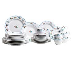 Domestic by Mäser 926908 Serie Vieux Jardin, vajilla 30 Teilig para 6 Personas, Porcelana con decoración contemplar un