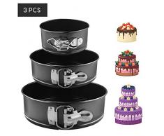 EKKONG Moldes Para Pasteles, Redondo Spring Forma Set, Molde de Horno Antiadherente, 250°Resistente al Calor, 3 Piezas, diámetro 11/18.5/23 cm