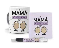Regalo Madre. Pack. Taza, libreta Mini y boli, A mamá no se le tocan los Huevos