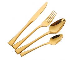 Cubertería Juego de cubiertos Acero inoxidable Buyer Star 4 piezas Inox Vajilla de lujo dorada Cuchillo y tenedor Crockery