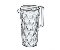 Koziol CRYSTAL - Jarra de plástico con tapa, 1,6 l, efecto cristal, color transparente