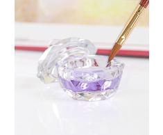 Vaso de cristal transparente para decoración de uñas, con tapa, para acrílico líquido, herramienta para decoración de uñas