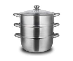 Vaporizador de acero inoxidable, olla de sopa, olla de vapor de acero inoxidable, gran vaporizador de varias capas, 3 capas de espesor, para el hogar, multiolla, inducción/gas