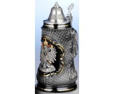 Jarra de cerveza alemana con una superficie en forma rombos, águila de estaño, jarra 0,5 litros KI 720-SZ 0,5L Deutschland