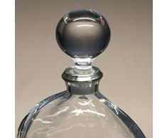 Botella de cristal, decanter, garrafa, para whisky y licor, de Bohemia, colección "ORBIT", boquilla en plata de ley 925, 24,3 cm. de altura.
