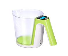 Relaxdays vaso medidor con báscula, jarra medidora extraíble, distintas unidades de peso, tara, verde y blanco, 2 kg.