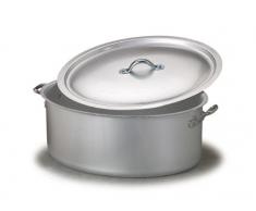 Ollas Agnelli Oval cazuela con Dos Asas y Tapa, BLTF Aluminio con Acabado Mate, Plata, 32 cm