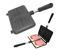 Goodde Antiadherente Cacerola Doble, Antiadherente Sartén de inducción Doble Tortilla Sandwich Pan - aleación de Aluminio sandwichera Bandeja sartén Duradero para la Cocina casera
