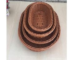 Canasta de pan, Canasta hecha a mano de ratán oval de ratán marrón, Canasta de pan de frutas exquisita y hábil para el hogar (blanco, 25 * 25 * 6 cm) ( Color : Brown , Size : 30*20*6cm )