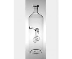 Jarra, botella de cristal claro, Garaffa, Decantador de vidrio transparente y soplado a boca con dos cerezas de cristal claro en el interior, rellenable, altura cerca 245 mm y capacidad de 0,7 litro, disenado y fabricado por Oberstdorfer Glashütte