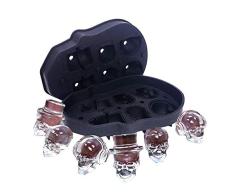 Mode para cubitos de hielo con diseño de calaveras en 3D, bandeja de silicona de color negro para el congelador, para copas de Gin, Whiskys, cócteles o licores negro