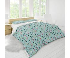 BEDNRY Juego de Ropa de Cama,Osos Panda Asiáticos Peces Koi Palillos Té y Arroz Ilustración Japonesa del Lejano Oriente,1 Funda Nórdica 140x200cm y 2 Funda de Almohada