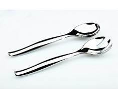 MOZAIK Set de tenedor y cuchara de plástico para servir ensalada en color metálico (5 tenedores, 5 cucharas)