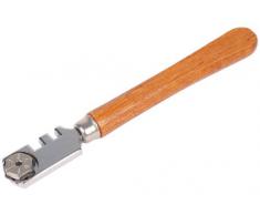 Wolfcraft 4109000 - Cortador de vidrio Standard, con mango de madera y 6 ruedas de corte de recambio en HM; para cortar vidrio, cerámica, azulejos; para vidrio de 3 - 8 mm de espesor 135 mm