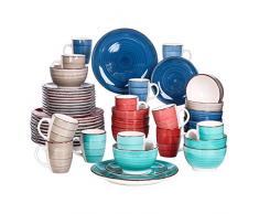vancasso Serie Bella Vajillas de 48 Piezas Juego de Vajillas Completas Gres para 12 Personas Estilo Moroccan, 4 Colores