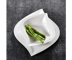 MALACASA, Serie Elvira, Vajilla de Porcelana 12 piezas 6 Platos de sopa 6 Plato de Cena para 6 Persona