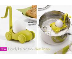 Koziol de plástico con Forma de Carrito de COCEDOR de Huevos para microondas, Juego de 2, Blanco