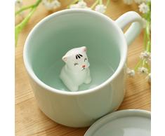 Tazas de cerámica, diseño con oso panda en 3D en el interior, cerámica, Cat, 230 ml