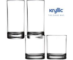 Vaso plástico tazas vasos - juego de vasos Highball acrílico de 4 (4x16oz & 4x14oz) clara cocina reutilizable vaso lavavajillas seguro Bpa libre duro rocas cristal Copa agua vino jugo Copa conjuntos