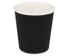 VASOS BEBIDAS CALIENTES, DOBLE PARED, ONDULADO 180 ML 260 + 250 + 18 PE G/M2 Ø7x7,8 CM NEGRO CARTONCILLO (25 UNID.)