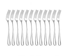 Qucher - Cubertería (tenedores de 18,2 cm, cuchillos de carne de 22,8 cm, cucharas largas de 19 cm, cucharas para sopa de 16,5 cm)