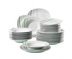 Veweet 'Aviva' vajilla de porcelana juegos de vajilla 36 piezas | vajilla para 12 personas | Cada uno con 12 platos de postre, 12 platos de sopa y 12 plato plano