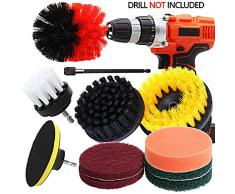 Juego de 11 piezas de cepillo de taladro para limpieza multiusos con almohadillas de estropajo/esponja de pulido/extensión, suministros de limpieza para cocina, baño, suelos, azulejos, coche