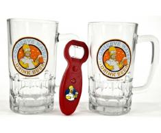 United Labels 117605 - Juego de jarras de cerveza con abrebotellas (2 piezas, 540 ml), diseño de Los Simpsons - Set 2 Jarras Simpsosn + Abrebotellas con sonido