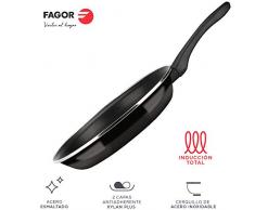 Fagor SARTEN OPTIMAX. Sartén Antiadherente Doble Capa, Acero esmaltado 1,5mm de Espesor, Compatible con Toda Clase Cocina, inducción, cerquillo de Acero Inoxidable. Apta lavavajillas (SARTEN, 18_cm)