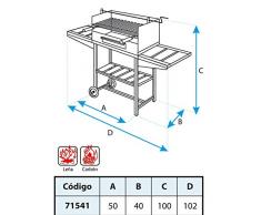 Imex El Zorro 71541 - Barbacoa con elevador, bandeja madera y parrilla inox, 50 x 40 x 100 cm, color negro
