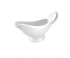 Jarra de salsa blanca pequeña de porcelana blanca, de cerámica, para salsa de carne, bote y platillo, plato, vajilla de porcelana para cocina, salsa, barco, condimento, tazón con asa large