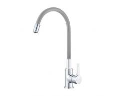 GRIFEMA Irismart - Grifo monomando cocina, mezclador de fregadero con caño flexible, Cromo