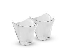 Mini Tazas De Postre De Plástico | Pequeñas Copas Desechables Desechables para Trifle y Jalea Platos de postre | Cuencos Cuadrados Puddings & Tasters | Pukkr