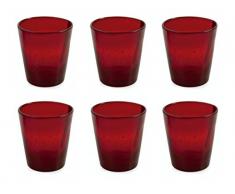 Villa dEste Juego de 6 Vasos de Agua Cancún, en Rojo