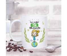 MUGFFINS Tazas Tía - La Mejor Tía del Mundo -Taza Desayuno Original/Idea Regalo Cumpleaños. Cerámica 350 mL