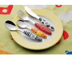 Esmeyer 199-351 Cubierto Infantil Safari 18/0 con Mangos de plástico, 4 Piezas, Acero Inoxidable