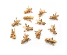 12 pinzas de decoración con forma de ciervo de color dorado, para decoración navideña, mini pinzas para la ropa, pinzas de madera, pinzas decorativas para todas las fiestas