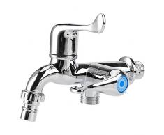 GLOGLOW Grifo de Agua Grifo Lavadora Grifo Fregadero Grifo de Agua del Lavabo del Grifo con el canalón Doble(01)