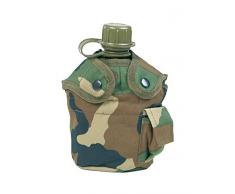 Mil-Tec US - Bolsa de plástico con Incluye Aluminio Taza Woodland Cantimplora, 22 x 11,5 x 8,5 cm
