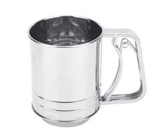 Cocina Tamiz de harina de acero inoxidable Exprimidor manual Tamiz de azúcar Tamiz de malla fina de metal para hornear y freír galletas