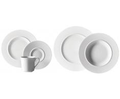 Mäser Domestic Professional Space - Servicio completo, 20 piezas, incluye 4 tazas de café, 4 platillos de café, 4 platos de postre, 4 platos llanos y 4 platos hondos, color blanco