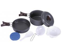 Fox Outdoor - Batería de cocina de aluminio y utensilios para camping, color gris