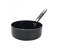 Ollas Agnelli Alblack Cazuela Baja de Aluminio, 3 mm de Espesor, con Mango Tubular de Acero Inoxidable Fresco, Negro, 24 cm