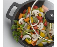 BRA Efficient - Sartén Wok/cacerola cóncava 28 cm, con tapa de cristal, asas de silicona