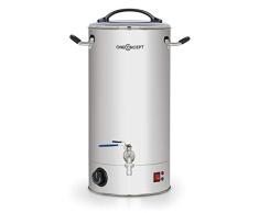 oneConcept Braufreund 18 Caldera de maceración con canilla - Dispensador de bebidas, Caldera para hacer cerveza, 18 litros, 1600 W, 30-110 °C, Termostato, Acero inoxidable 304, Plateado