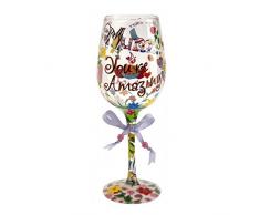 Enesco Lolita copa de vino de cristal, vidrio, multicolor, 8.5 x 8.5 x 22.5 cm