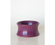 Centro de mesa de barro rojo, hecho a torno alfarero con forma de carrete, esmaltado en color lila, disponible en varios colores y otro tamaño. Firmado y etiquetado por nuestro taller artesano. Medidas 9/18cm.