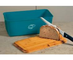 Kesper 18094 - Panera (melamina y bambú, 34 x 18 x 13 cm), color azul