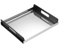 Alessi GIA01/35 - Bandeja rectangular de acero con asas de resina termoplástica, color negro