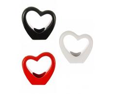 Grande en forma de corazón florero de porcelana brillante en color rojo y negro o blanco de floreros en forma de Homestreet